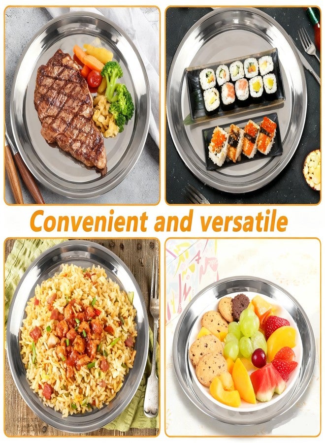 Tyminin 4-Piece Stainless Steel Round Plates, Dinner Plate Dish, 10-Inch - Image 5