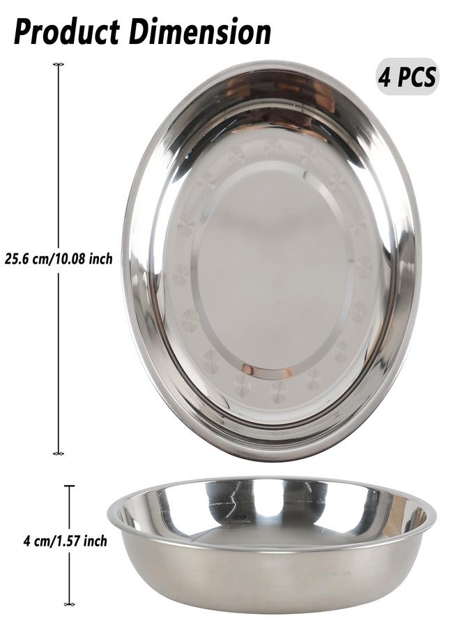 Tyminin 4-Piece Stainless Steel Round Plates, Dinner Plate Dish, 10-Inch - Image 2