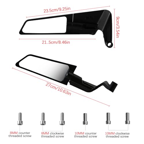 PACEWALKER Motorcycle Mirrors Universal 360 Rotatable Stealth Wind Wing Side View Mirrors for Kawasaki Z400 Z650 Z900 Z1000 Duke 125 200 250 390 690 790 1290 Yamaha MT, HONDA, SUZUKI(8mm 10mm) - Image 4