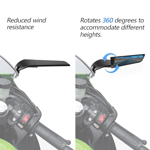PACEWALKER Motorcycle Mirrors Universal 360 Rotatable Stealth Wind Wing Side View Mirrors for Kawasaki Z400 Z650 Z900 Z1000 Duke 125 200 250 390 690 790 1290 Yamaha MT, HONDA, SUZUKI(8mm 10mm) - Image 3
