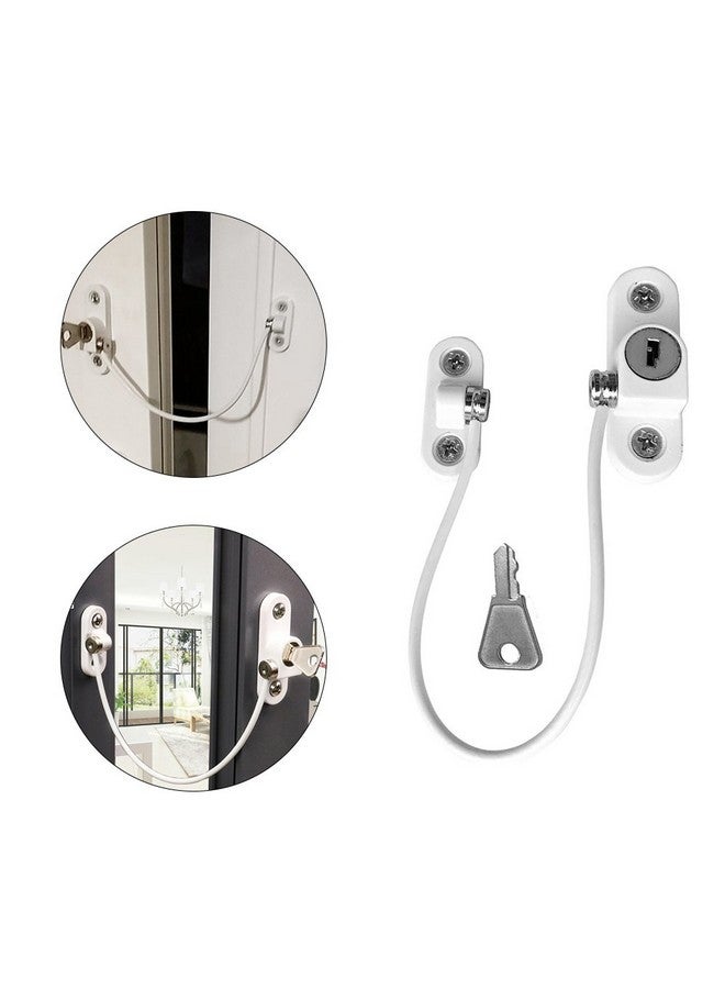 GOSONO Child Safety Locks Window Door Cable Ventilator Kid Lock Baby Security Locking Keyed Opening Restrictor For Baby Protection Prevent Children Falling Window Lock (2PC White) - Image 3