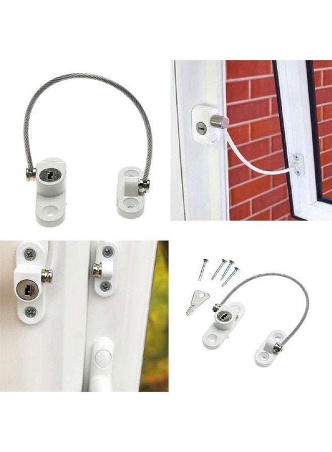 GOSONO Child Safety Locks Window Door Cable Ventilator Kid Lock Baby Security Locking Keyed Opening Restrictor For Baby Protection Prevent Children Falling Window Lock (2PC White) - Image 2
