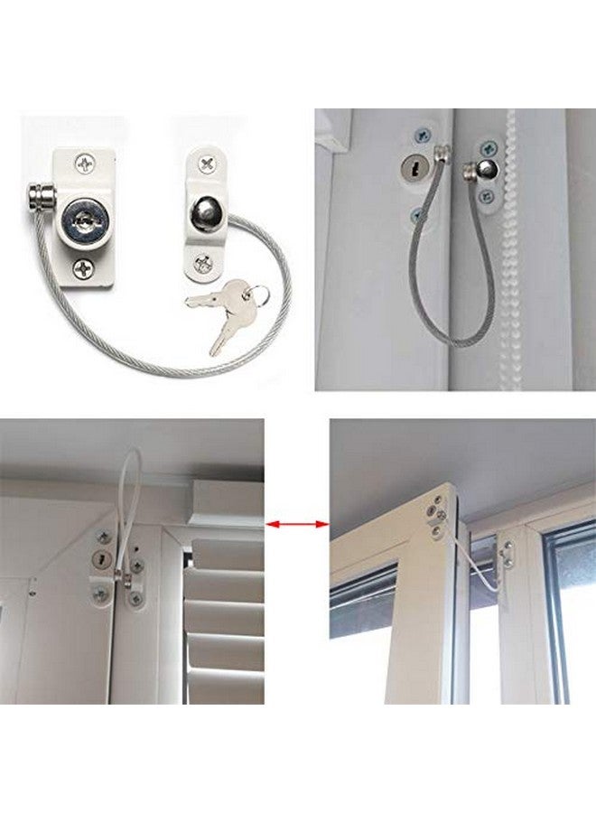 GOSONO Child Safety Locks Window Door Cable Ventilator Kid Lock Baby Security Locking Keyed Opening Restrictor For Baby Protection Prevent Children Falling Window Lock (2PC White) - Image 4