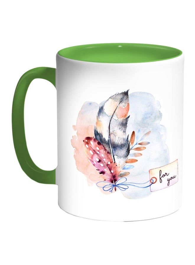 RYN For You Printed Coffee Mug White/Green/Pink 11ounce