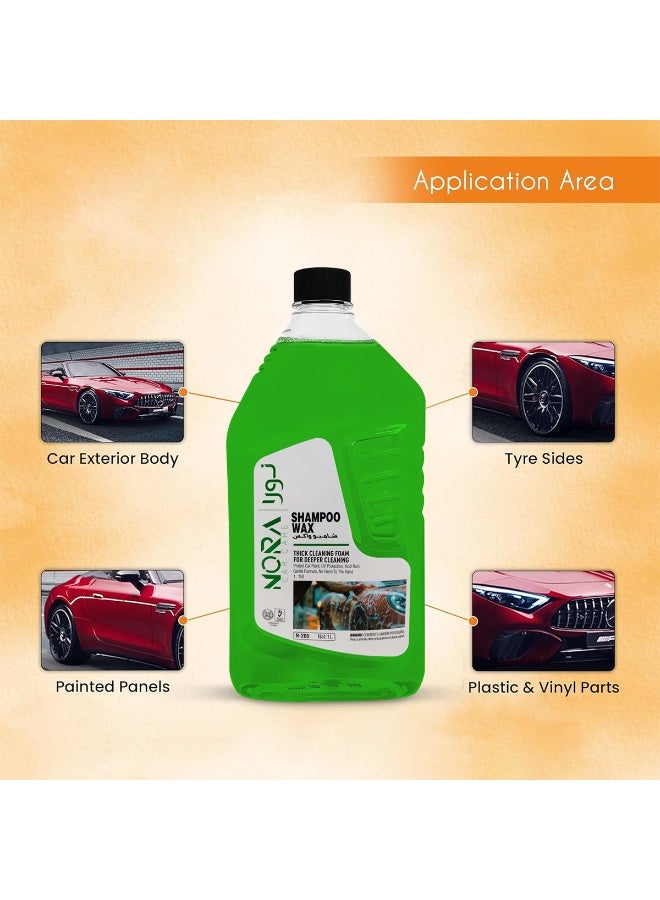 NORA 1L Car Shampoo Wax - Premium Thick Cleaning Foam for Deep Cleaning, Boosts Wax Protection & Shine, pH Balanced Formula, Safe on Car Exterior, Tyres, Plastic, and Vinyl Parts - Compatible with Bucket & Machine Wash - Image 4