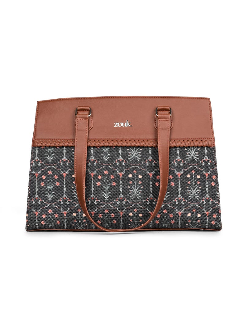 ZOUK Statement Business Bag | Stylish Handbag for Women Office Use | Tote Bags for Woman | Fits 14 Inch Laptop | Water-Resistant | Big Size | Aesthetic Purse | Taj Guldasta - Image 1