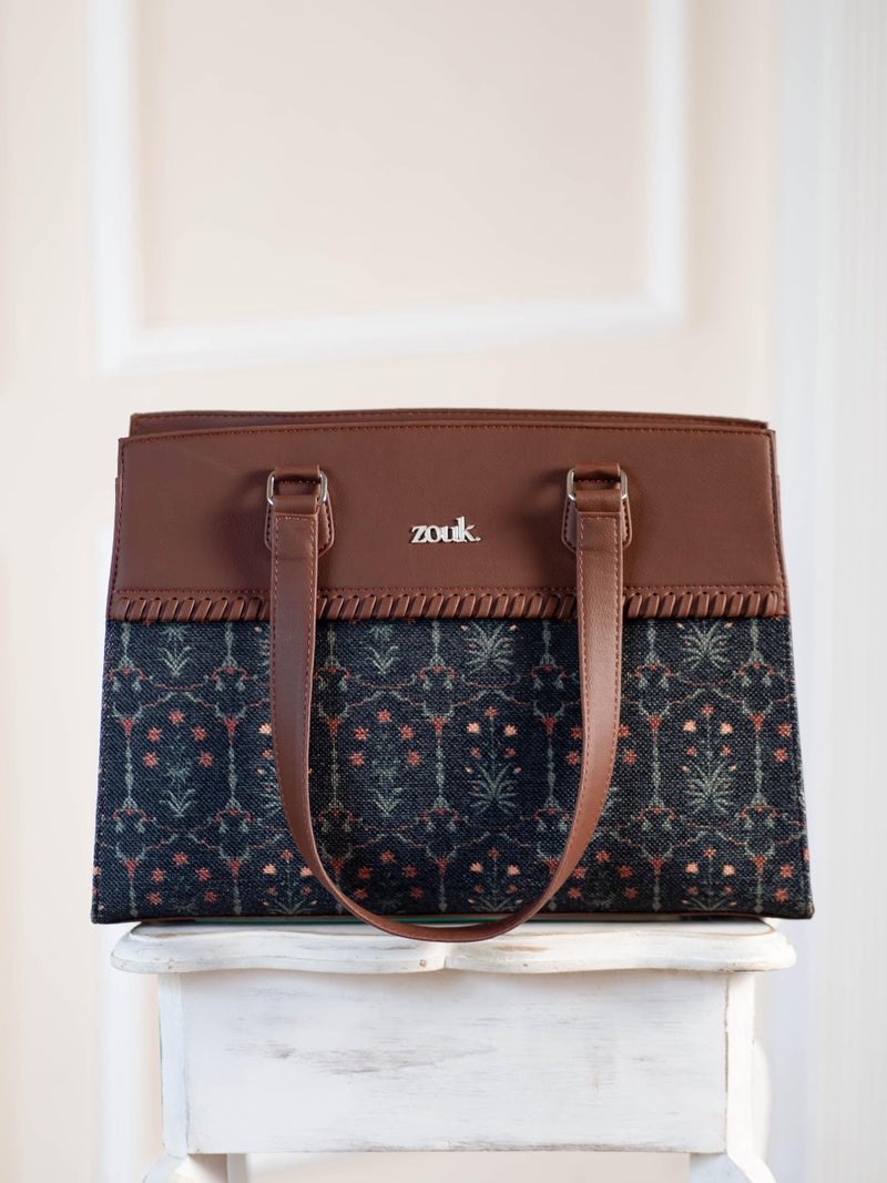 ZOUK Statement Business Bag | Stylish Handbag for Women Office Use | Tote Bags for Woman | Fits 14 Inch Laptop | Water-Resistant | Big Size | Aesthetic Purse | Taj Guldasta - Image 3