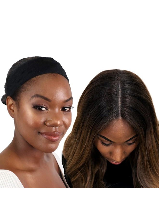 MILANO COLLECTION WiGrip, The Original Comfort Grip Band, Adjustable Wig Bands for Women Provides Glueless Support, Non-Slip Wig Grip Headbands for Women Tension-Free, One Size Fits All, Black, 2 Pack - Image 1