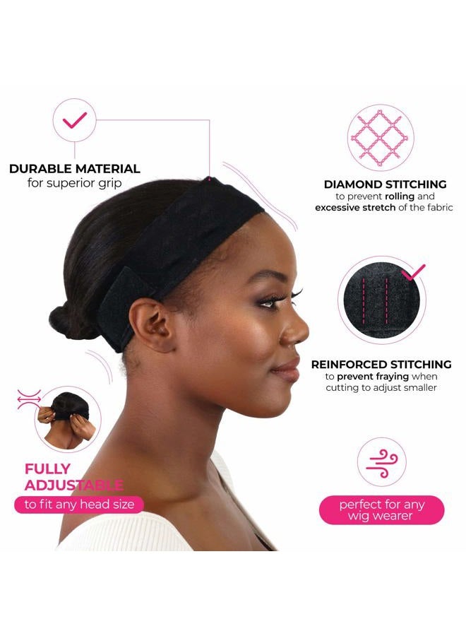 MILANO COLLECTION WiGrip, The Original Comfort Grip Band, Adjustable Wig Bands for Women Provides Glueless Support, Non-Slip Wig Grip Headbands for Women Tension-Free, One Size Fits All, Black, 2 Pack - Image 2