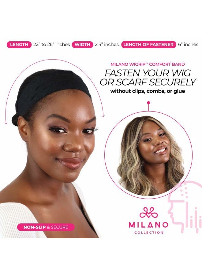 MILANO COLLECTION WiGrip, The Original Comfort Grip Band, Adjustable Wig Bands for Women Provides Glueless Support, Non-Slip Wig Grip Headbands for Women Tension-Free, One Size Fits All, Black, 2 Pack - Image 4