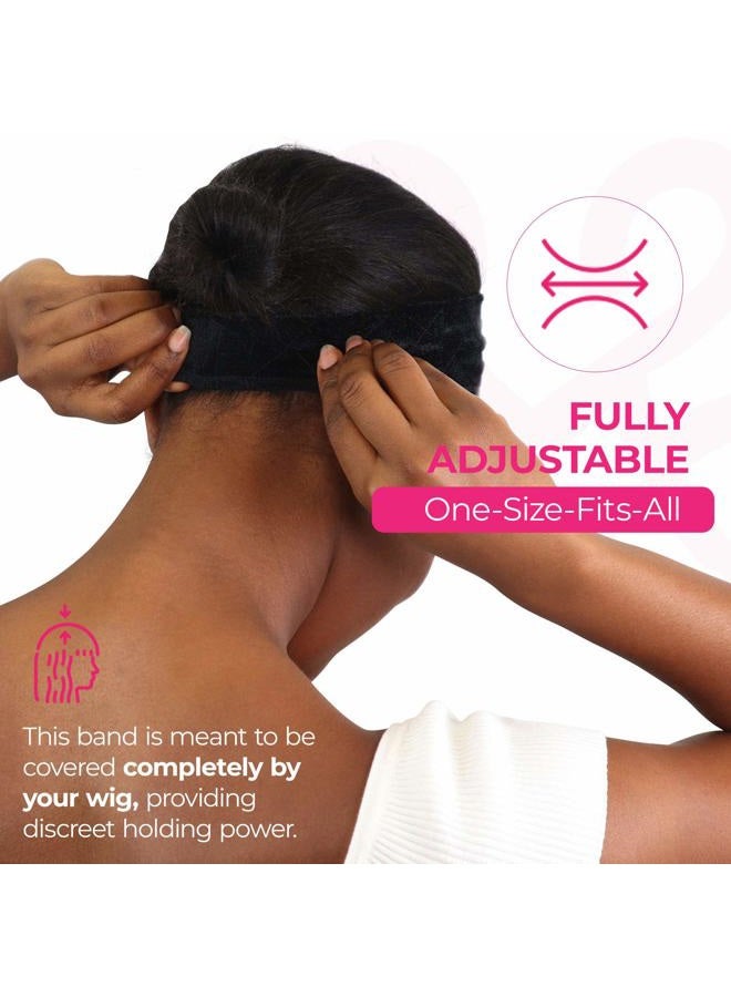MILANO COLLECTION WiGrip, The Original Comfort Grip Band, Adjustable Wig Bands for Women Provides Glueless Support, Non-Slip Wig Grip Headbands for Women Tension-Free, One Size Fits All, Black, 2 Pack - Image 5