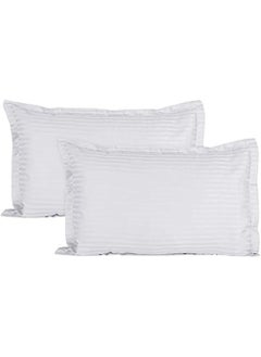 RISHAHOME Set Of 2 Luxurious Pillowcases With Oxford Edges 50X75 5 Cm   400 Tc 100  Pure Cotton Pillow Cover With 1 Cm Stripes  - Image 4