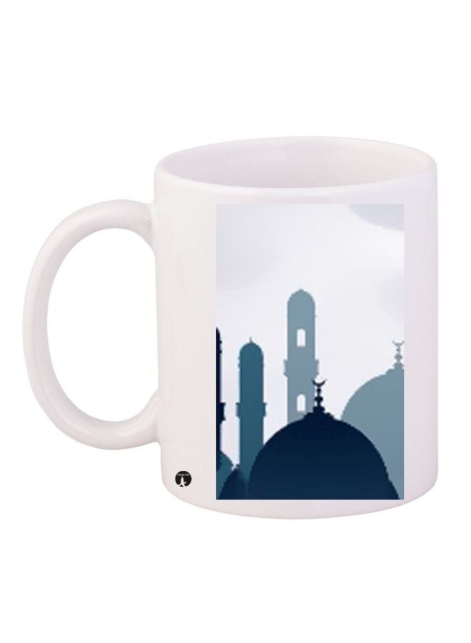 RYN Mosque Printed Coffee Mug White/Blue/Grey 11ounce