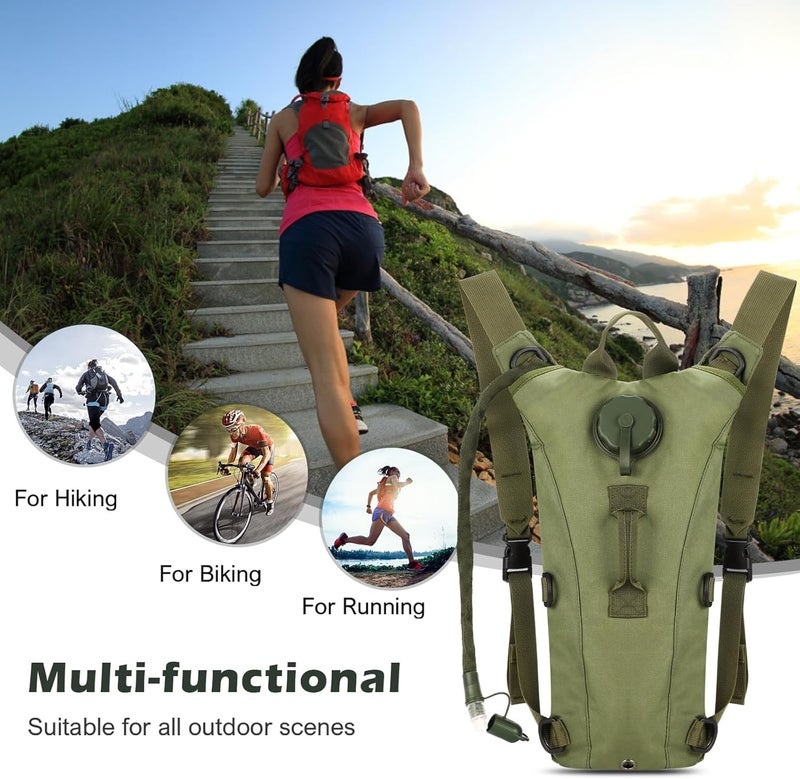 Optifit® Trekking Hydration Backpack, with 3L Water Bladder for Men Women Kids, Professional Waterproof Tactical Water Bag for Hiking, Biking, Running, Walking, BPA Free, Army Green - Image 4