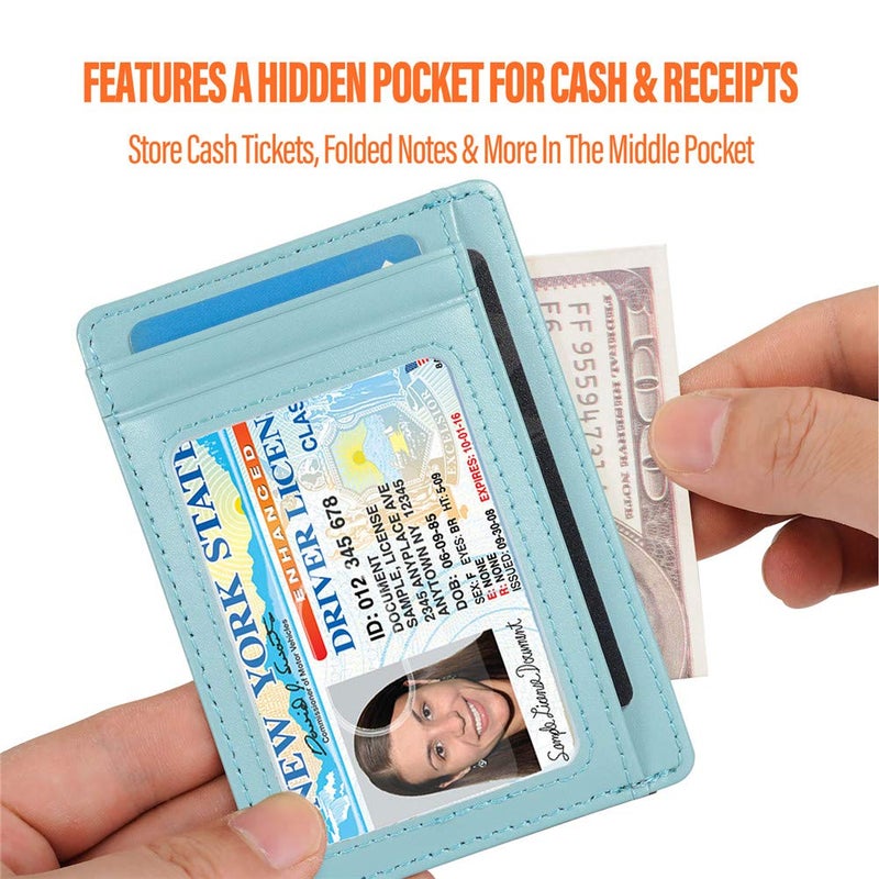 GH GOLD HORSE Slim RFID Blocking Card Holder Minimalist Leather Front Pocket Wallet for Women - Image 3