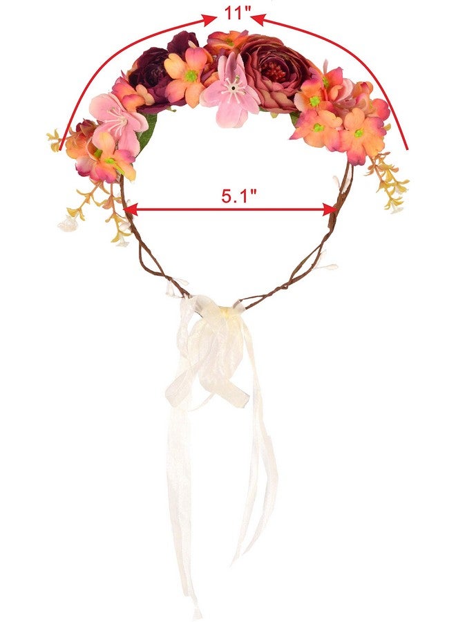 MEANT2TOBE Orange Pink Flower Tiara, Sash Set & Dad Pin - Maternity Gift For Mom & Him, Baby Girl Shower Decor - Image 2