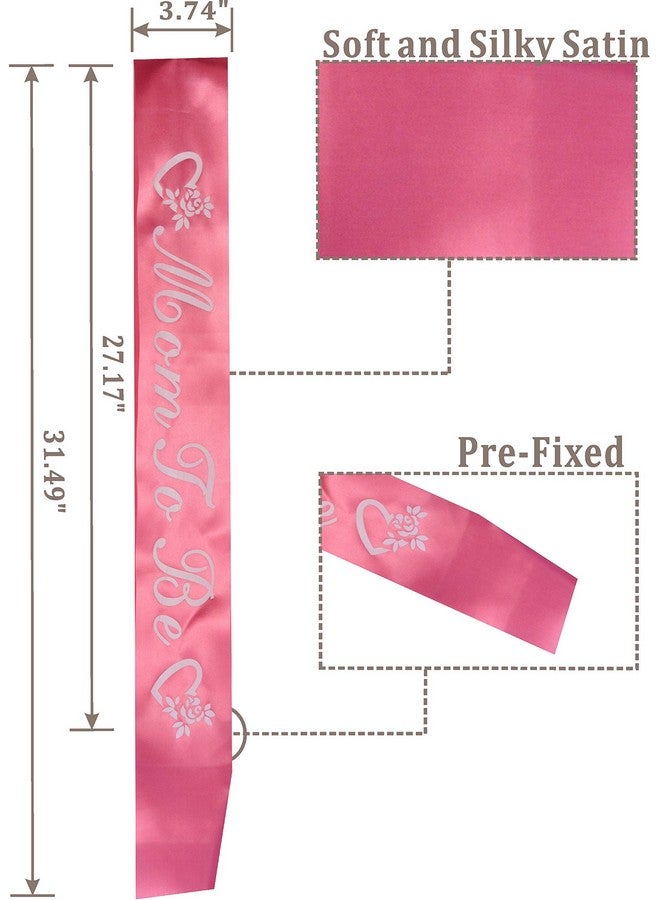 MEANT2TOBE Orange Pink Flower Tiara, Sash Set & Dad Pin - Maternity Gift For Mom & Him, Baby Girl Shower Decor - Image 3