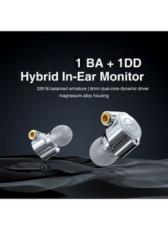 TRN TRN TA 1 In Ear Earphone 1BA+ 1DD Dual Hybrid Driver HIFI Earphone Metal Headphone Earbud With Detachable MMCX Silver-plated Cable Without Mic Silver  - Image 5