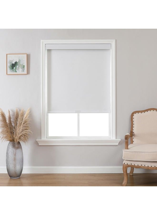 Joydeco 100% Blackout Roller Shades (Pro), Free-Stop Cordless Blinds for Windows, UV Protection, Natural Woven Blinds for Home and Office, Light-Proof Aluminum Cover (35" W x 75" H, White) - Image 1