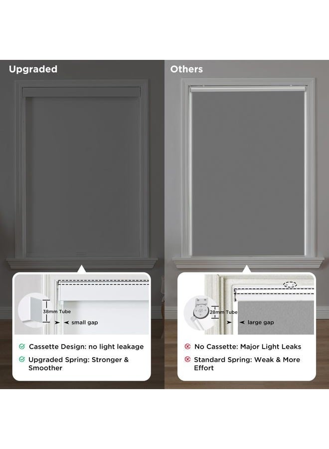 Joydeco 100% Blackout Roller Shades (Pro), Free-Stop Cordless Blinds for Windows, UV Protection, Natural Woven Blinds for Home and Office, Light-Proof Aluminum Cover (35" W x 75" H, White) - Image 2