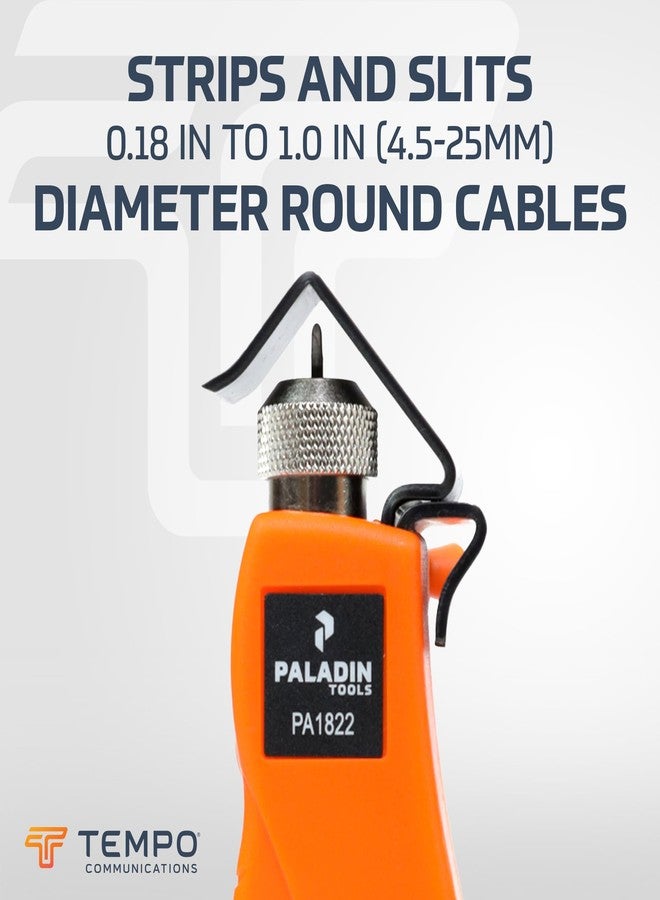 TEMPO Paladin Tools PA1822 Round Cable Stripper Tool for Precise Cable Jacket Removal - Adjustable Cable Slitter 3/16" to 1" (4.5-25 mm) - Image 2