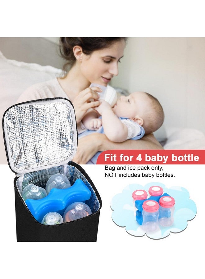 accmor Accmor Breastmilk Cooler Bag with Ice Pack, Baby Bottle Cooler Bags, Insulated Bottle Cooler Tote Bags On The Go, Fits 4 Large 8oz Bottles, for Nursing Mom Daycare Travel, Black  - Image 4