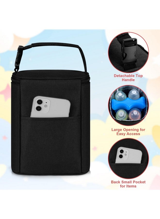 accmor Accmor Breastmilk Cooler Bag with Ice Pack, Baby Bottle Cooler Bags, Insulated Bottle Cooler Tote Bags On The Go, Fits 4 Large 8oz Bottles, for Nursing Mom Daycare Travel, Black  - Image 2