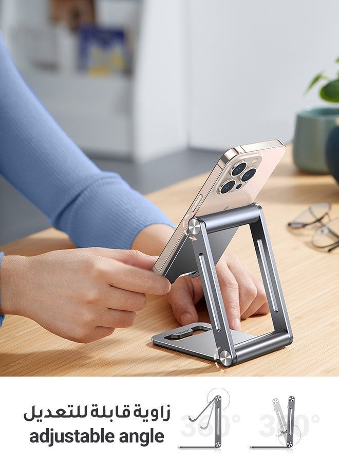 Ugreen Phone Stand Aluminum Mobile Stand Adjustable Mobile Holder Foldable Phone holder, Desktop iPhone Stand Compatible With All Mobile Phone, iPhone 16/15 Series, Samsung Galaxy S24 S23, iPad Grey - Image 3
