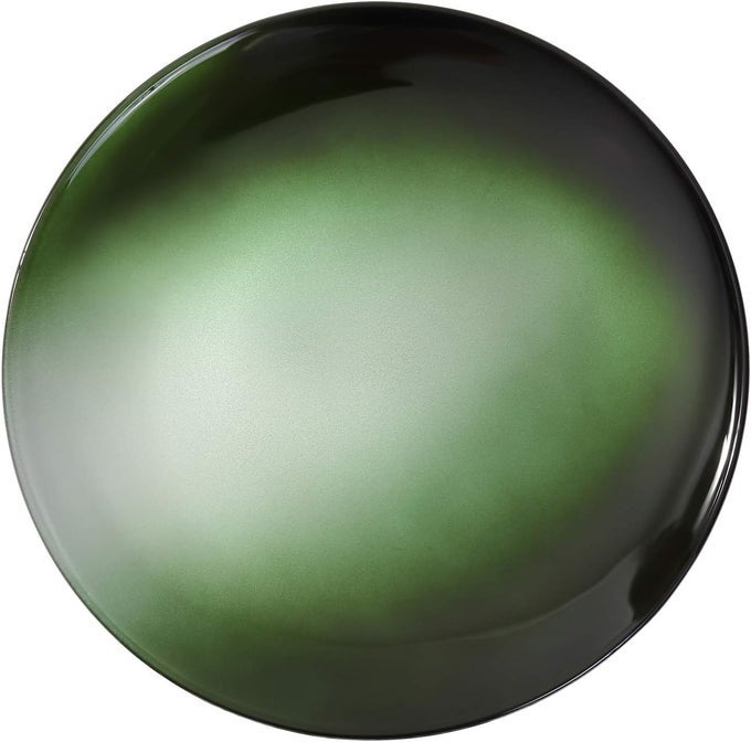 JAPANESE URUSHI GLASS FLAT DINNER PLATE 11INCH GRADATION GREEN DISHWASHER SAFE
