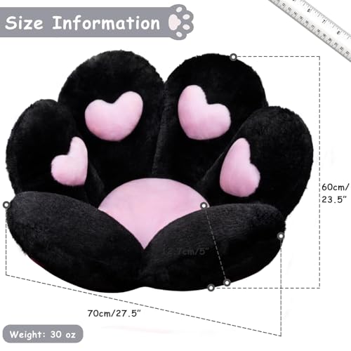 DOBUONO Cat Paw Cushion Kawaii Office Chair Cushion Comfy Plush Gaming Chair Cushion Kawaii Seat Cushion for Girl, Cute Gaming Accessories Room Bedroom Decorate 28"x 24" (Black) - Image 4