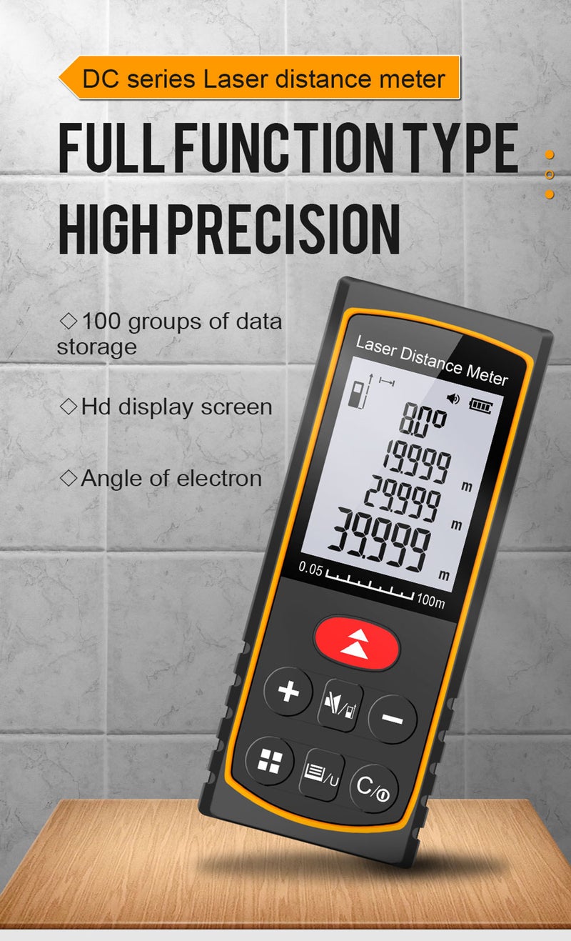 Measure 40m/131ft Distance Meter Portable Handle Digital Measure Tool Range Finder with Electronic Angle Sensor m/ft/in Unit Switching Measuring Distance/Area/Volume/Pythagorean - Image 3