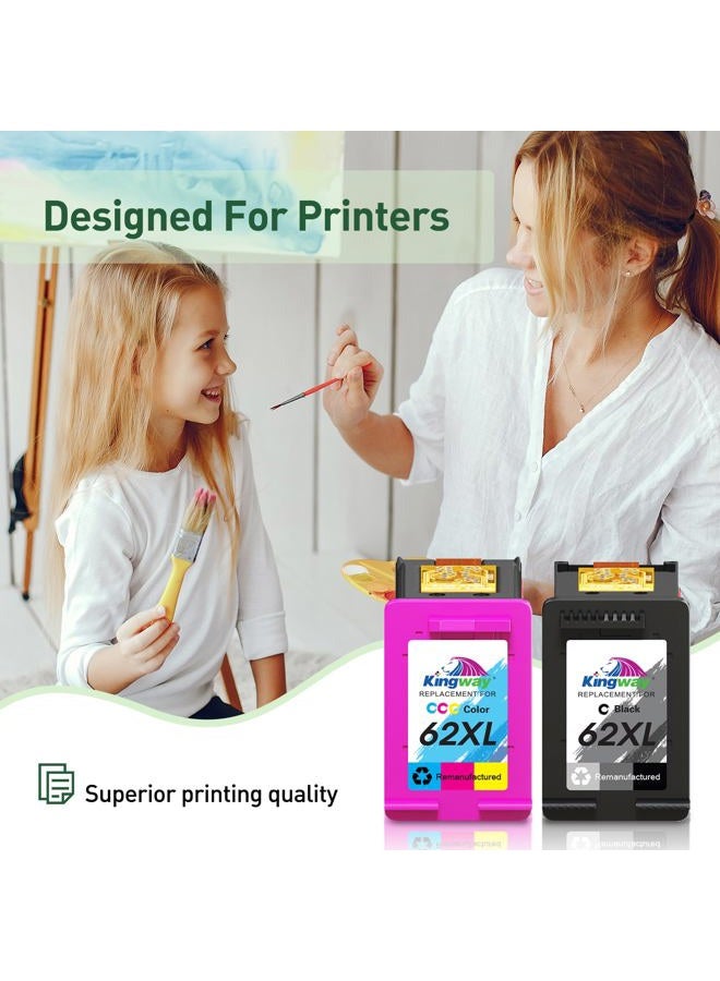 KINGWAY 62XL Ink Cartridges Black and Color Replacement for HP Ink 62 for HP 62XL Ink Cartridge Combo Pack HP62 HP62XL Envy 7640 7645 5660 5540 5661 OfficeJet 5740 8040 Mobile 200 250 258 Printer Ink 62 - Image 5