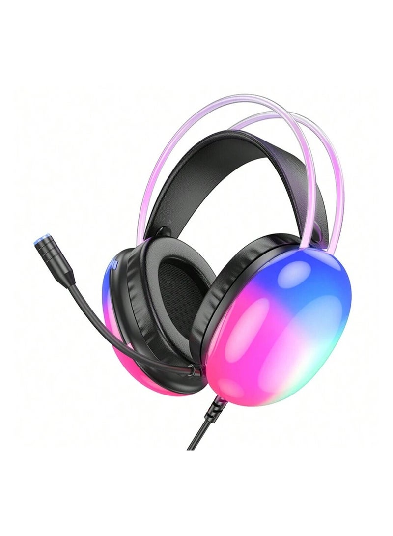 Hoco Gaming Headset With Light Effect For Pc/laptop, 3.5mm Wired Headphone Multicolor - Image 1