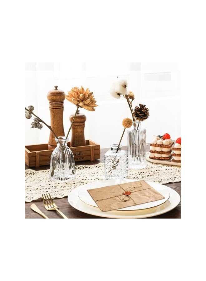 The Bros طقم مزهريات زجاجية من 12، مزهريات صغيرة شفافة بالجملة، مزهرية زهور صغيرة لمراكز الزينة، زجاجة عتيقة لتزيين الطاولات، ديكور زفاف، استقبال، منزل (شفاف) - Image 3