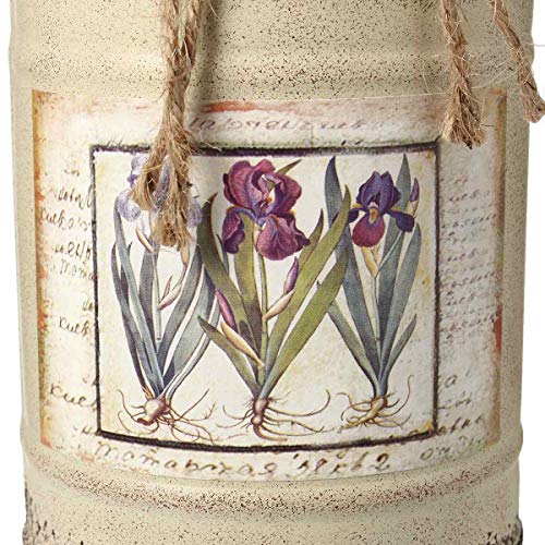 PEPAXON Shabby Metal Vase for Flower Rustic Vase White Vase Pitcher with Handle French Vintage Jug for Home Decoration Wedding Party Metal - Image 3