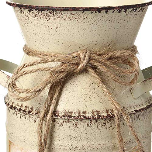 PEPAXON Shabby Metal Vase for Flower Rustic Vase White Vase Pitcher with Handle French Vintage Jug for Home Decoration Wedding Party Metal - Image 4
