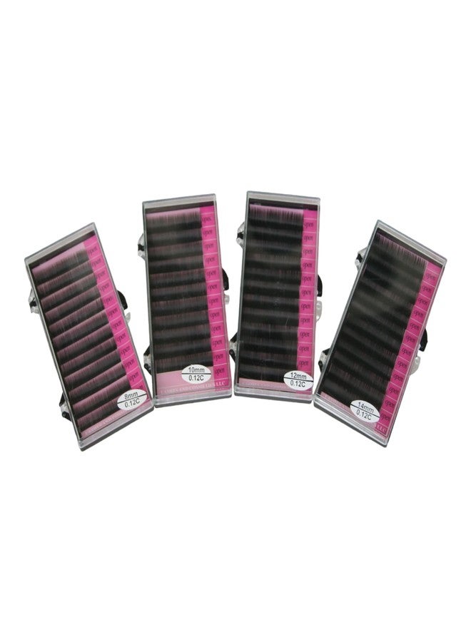 KC Republic Eyelash Extensions C Curl 8-14mm Mixed Flat 4 trays Mink Lash Extensions Kit, supplies Individual Eyelashes Salon Use Black Mink False Lashes - Image 1