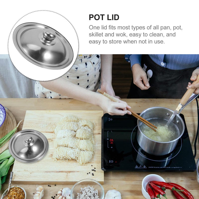 20cm Stainless Steel Universal Pot Lid for Frying Pans Skillets Round Replacement Cover with Knob - Image 5