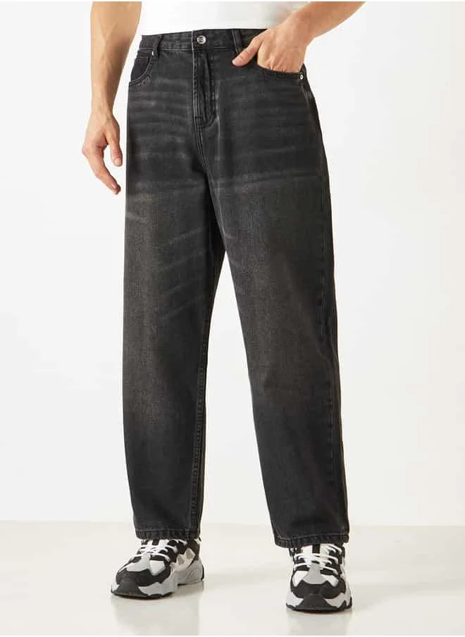 Emperor Emperor Solid Wide Leg Jeans with Pockets
