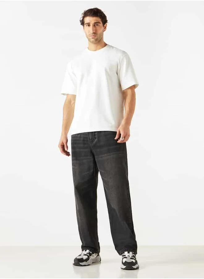 Emperor Emperor Solid Wide Leg Jeans with Pockets