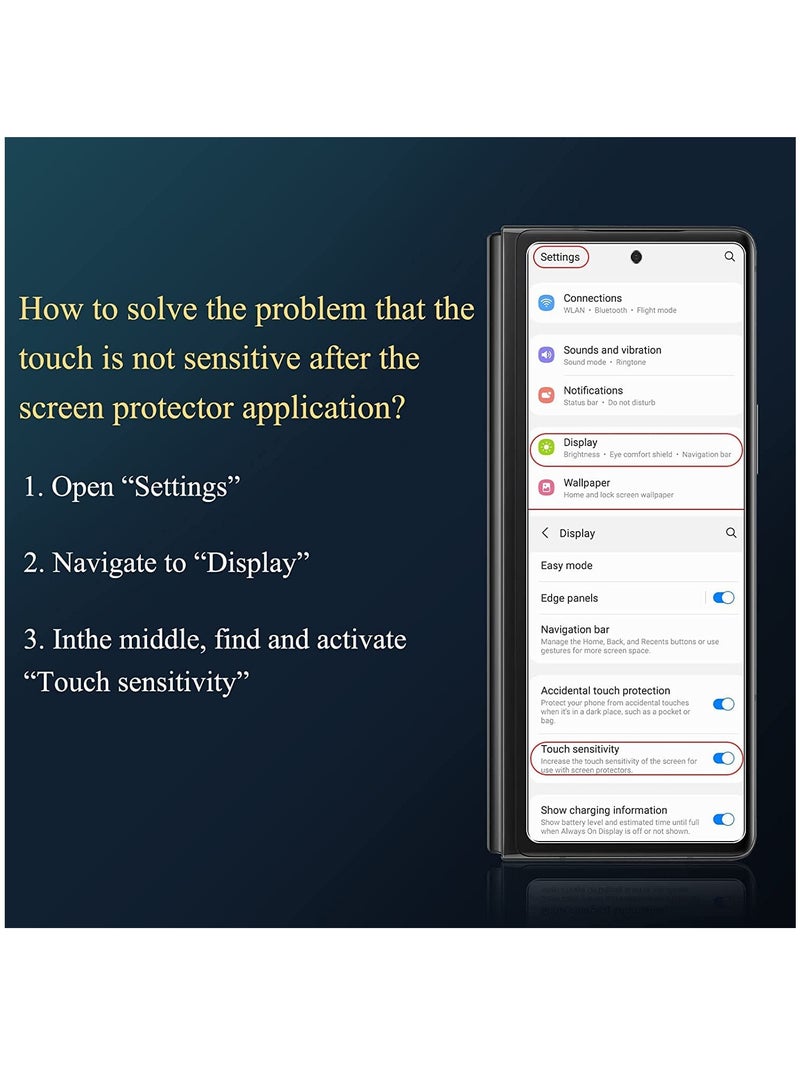KASTWAVE For Samsung Galaxy Z Fold 4 Front Screen Protector Tempered Glass Case Friendly 9H Hardness HD Clear Film + Camera Lens Protector for Galaxy Z Fold 4 5G - Anti-Scratch - Image 3