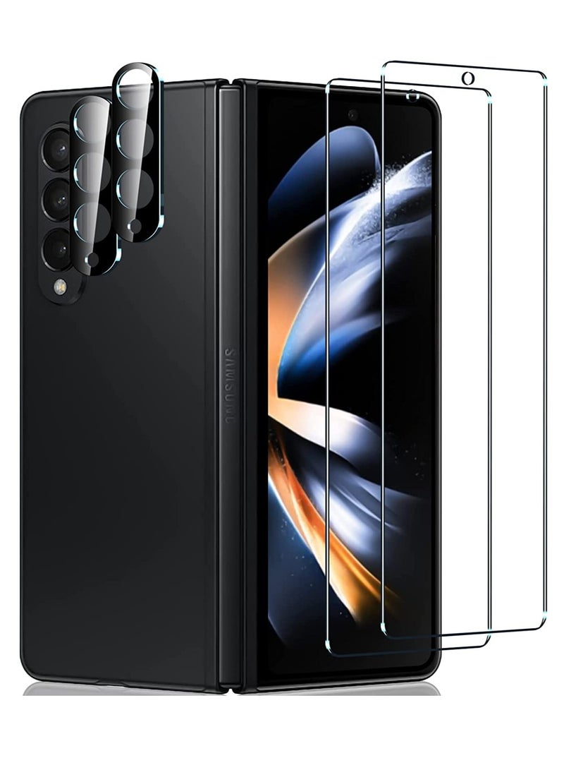 KASTWAVE For Samsung Galaxy Z Fold 4 Front Screen Protector Tempered Glass Case Friendly 9H Hardness HD Clear Film + Camera Lens Protector for Galaxy Z Fold 4 5G - Anti-Scratch - Image 1