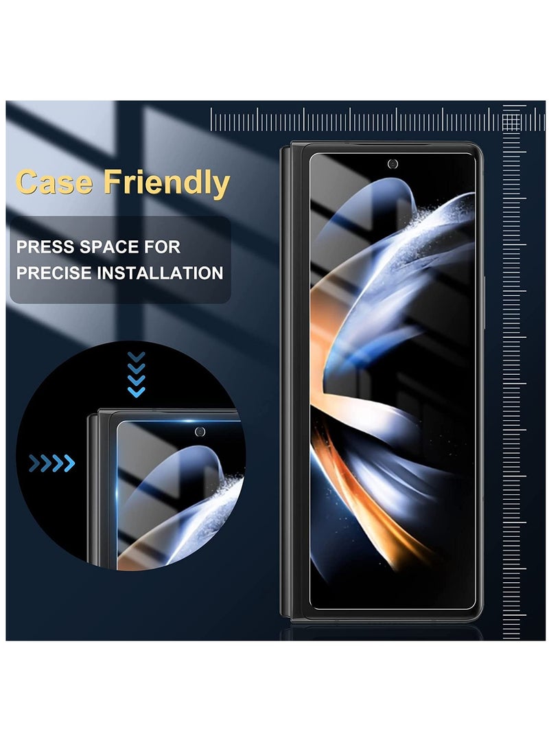 KASTWAVE For Samsung Galaxy Z Fold 4 Front Screen Protector Tempered Glass Case Friendly 9H Hardness HD Clear Film + Camera Lens Protector for Galaxy Z Fold 4 5G - Anti-Scratch - Image 2