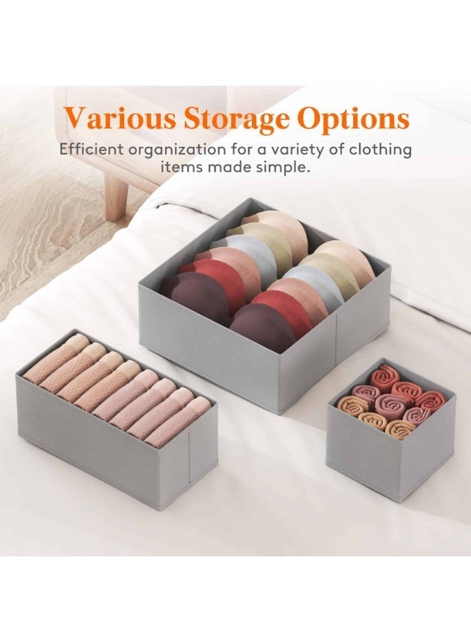 أنمي 15 قطعة طوي درج المنظم مجموعة للملابس ، الجوارب ، حمالات الصدر ، الملابس الداخلية ، المناشف ، طماق ، الجينز و البلوزات - أنيق النسيج التخزين المنظم مجموعة في 3 أحجام ، خزانة المنظمون (رمادي) - Image 3
