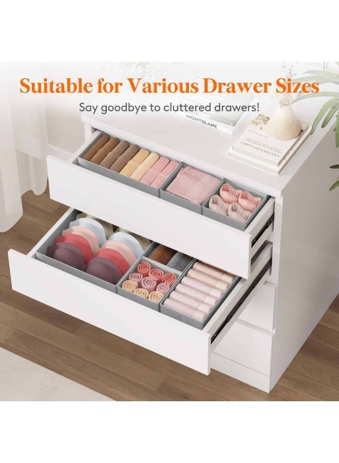 أنمي 15 قطعة طوي درج المنظم مجموعة للملابس ، الجوارب ، حمالات الصدر ، الملابس الداخلية ، المناشف ، طماق ، الجينز و البلوزات - أنيق النسيج التخزين المنظم مجموعة في 3 أحجام ، خزانة المنظمون (رمادي) - Image 4