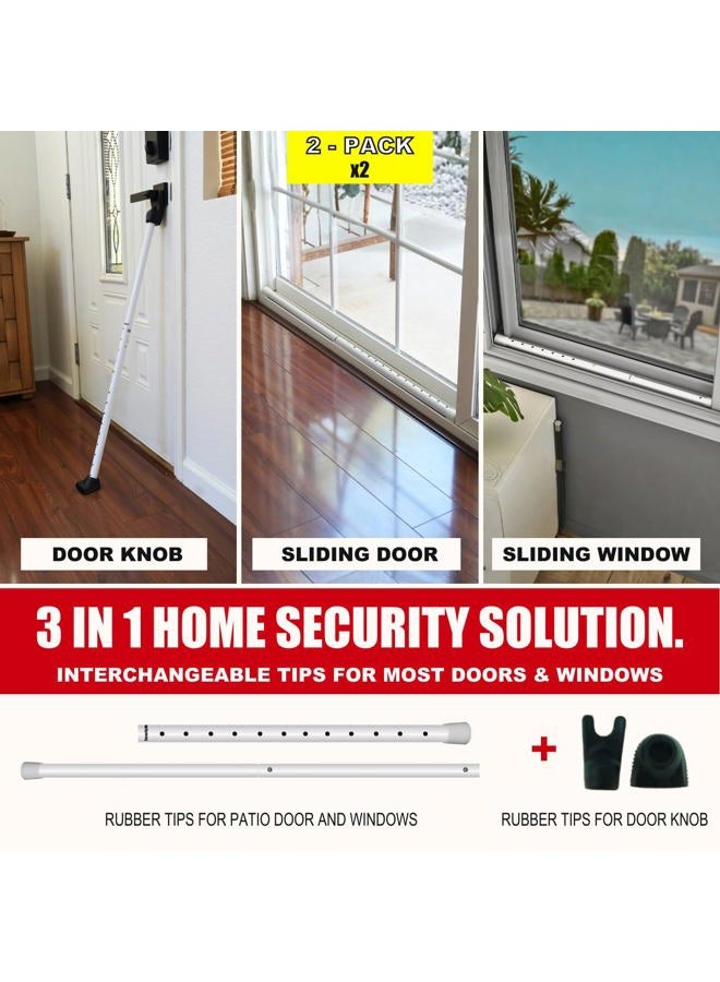 SecurityMan Door Security Bar, Heavy Duty 2-in-1 Door Stoppers Security Bar and Sliding Door Lock Bar (2 Pack) - Perfect Adjustable Door Jammer Door Stopper for Home, Hotel, and Apartment Security - Image 2
