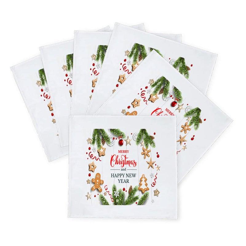 Khakee 6 Pcs Christmas Theme Silk Table Napkins 10x 10 for Xmas Decoration Christmas OrnamentsChristmas Giftxmas21175 - Image 2