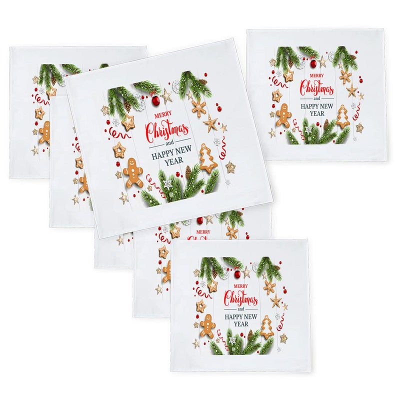 Khakee 6 Pcs Christmas Theme Silk Table Napkins 10x 10 for Xmas Decoration Christmas OrnamentsChristmas Giftxmas21175 - Image 1