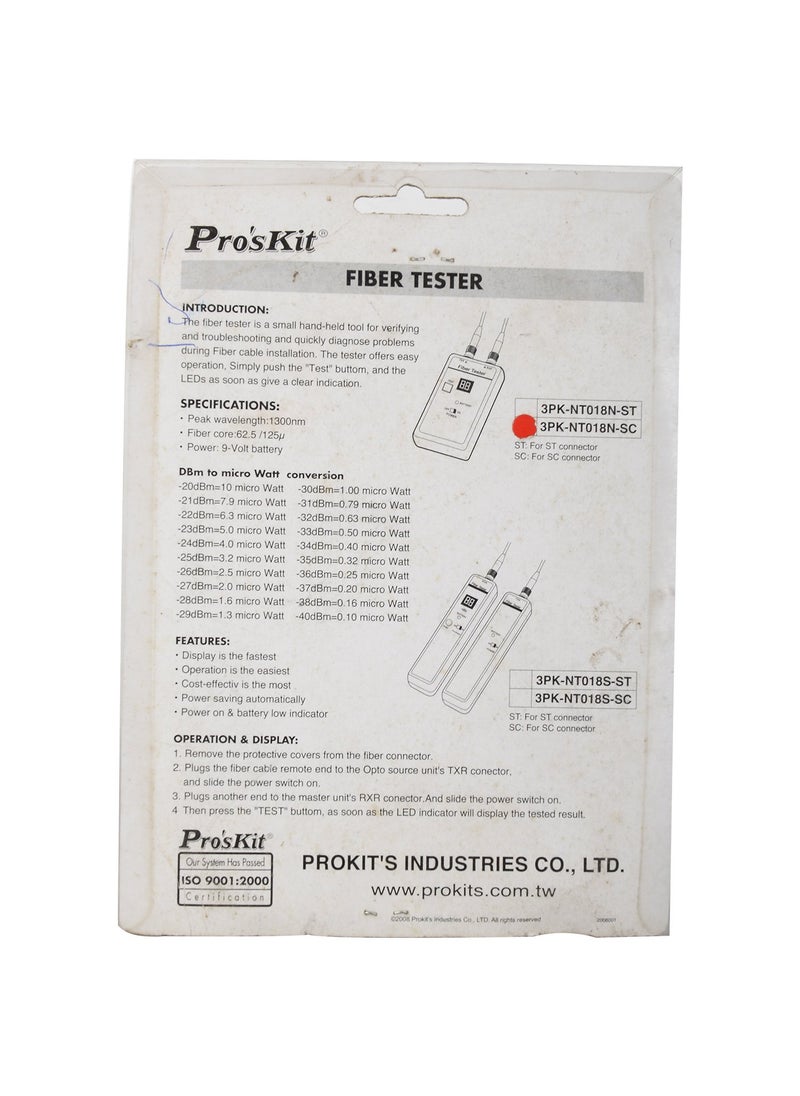 Proskit Proskit 3PKNT018NSC Fiber Tester SC Type Pack of 1  - Image 2