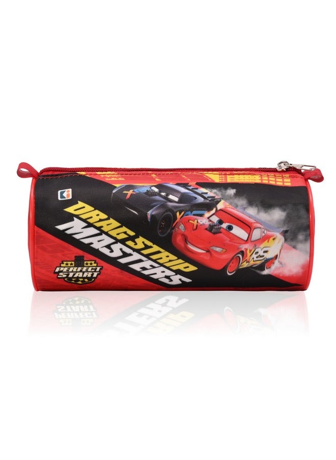 Kuber Industries Kuber Industries Round Pencil Pouch | Disney Car Pencil Pouch for Kids | Multi-Purpose Travel Pouch | Stationary Holder | Travel Organizer | Pencil Utility School Pouches | Geometry Box | Red  - Image 1